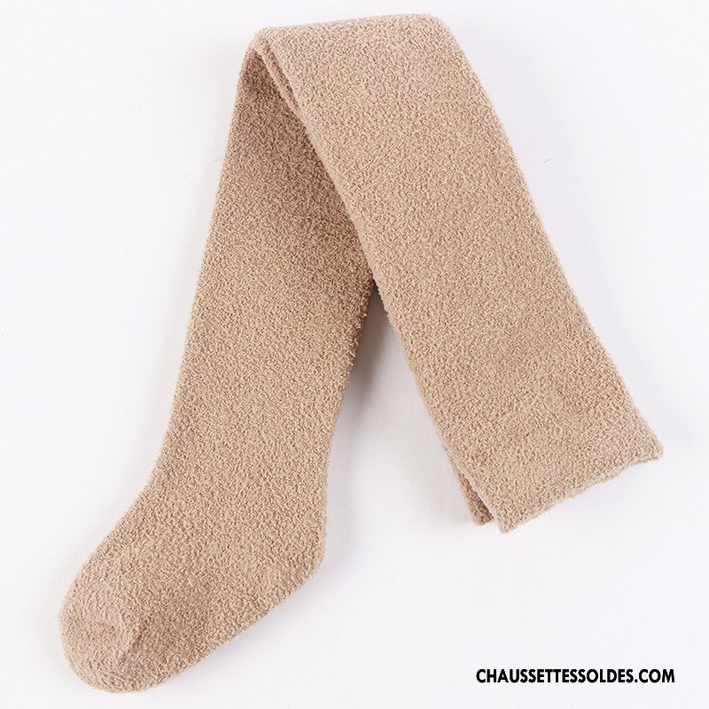 Chaussettes Longues Fille Thermiques Fluide Doux Terry Hiver 100% Coton Collant Panty Marron