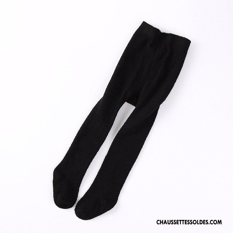 Chaussettes Longues Fille Thermiques Fluide Doux Terry Hiver 100% Coton Collant Panty Marron