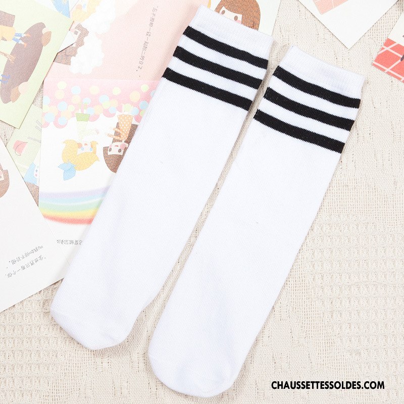 Chaussettes Longues Fille Élève Danse Chaussettes En Coton Milieu Respirant Chaussette Longue Pure Noir