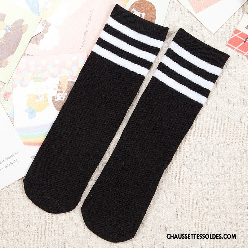 Chaussettes Longues Fille Élève Danse Chaussettes En Coton Milieu Respirant Chaussette Longue Pure Noir