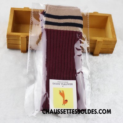 Chaussettes Longues Fille Élève Milieu Printemps Enfant Petit De Laine Jaune