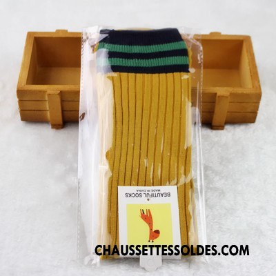 Chaussettes Longues Fille Élève Milieu Printemps Enfant Petit De Laine Jaune
