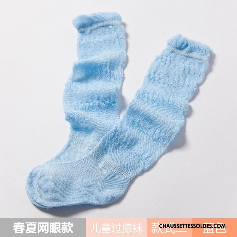 Chaussettes Longues Fille Été Bébé Mince Respirant Engrener Enfant Jaune