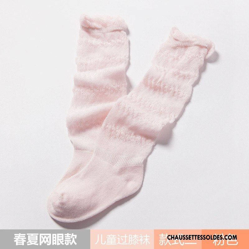 Chaussettes Longues Fille Été Bébé Mince Respirant Engrener Enfant Jaune