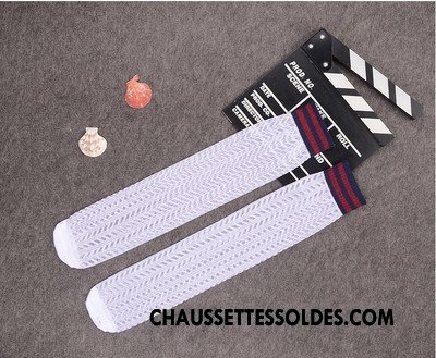 Chaussettes Longues Fille Été Légère Enfant Bébé Haute Engrener Blanc