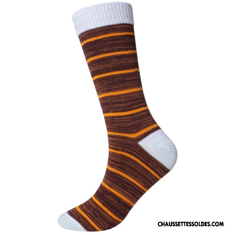 Chaussettes Longues Homme Anti-odeur L'automne Rayé Épais Europe Mode Bleu