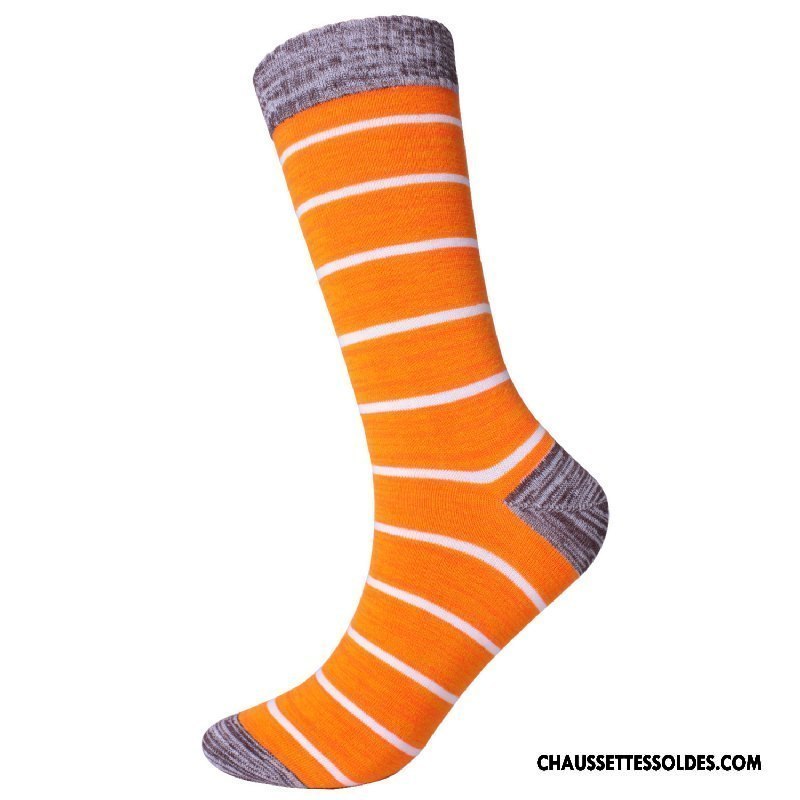 Chaussettes Longues Homme Anti-odeur L'automne Rayé Épais Europe Mode Bleu