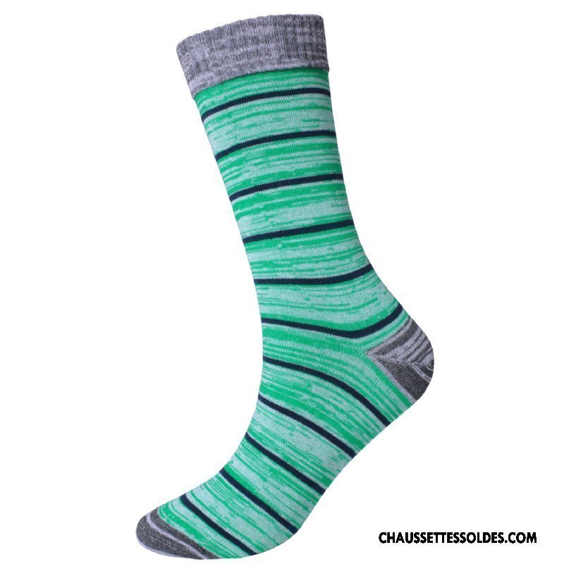Chaussettes Longues Homme Anti-odeur L'automne Rayé Épais Europe Mode Bleu