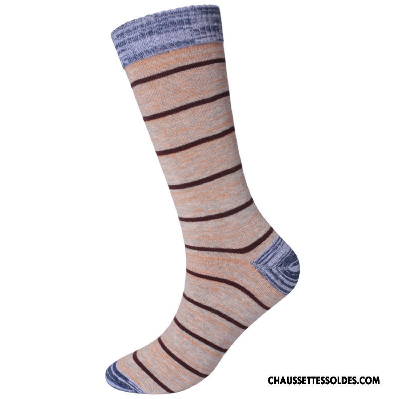 Chaussettes Longues Homme Anti-odeur L'automne Rayé Épais Europe Mode Bleu