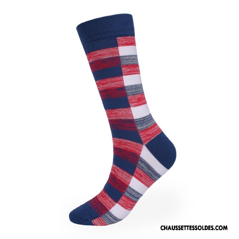 Chaussettes Longues Homme Carreaux Europe Coton Bio Haute L'automne Gros Bordeaux