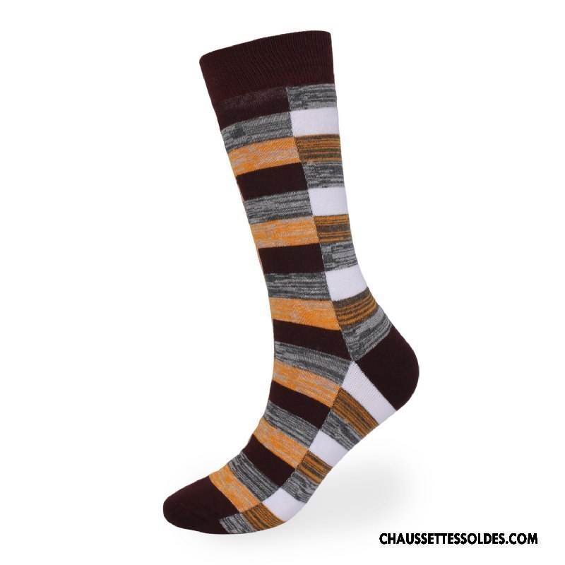 Chaussettes Longues Homme Carreaux Europe Coton Bio Haute L'automne Gros Bordeaux