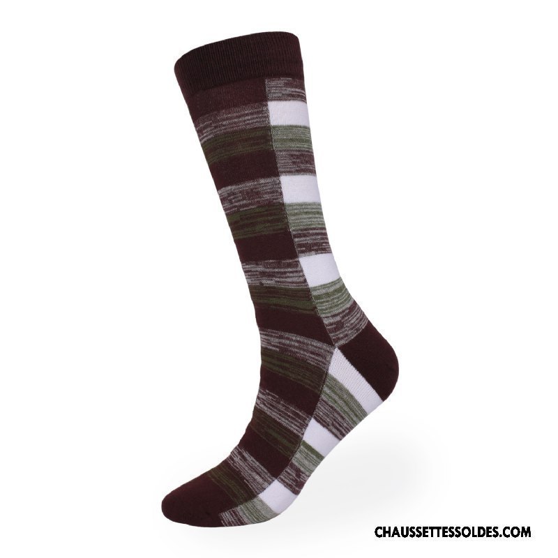 Chaussettes Longues Homme Carreaux Europe Coton Bio Haute L'automne Gros Bordeaux