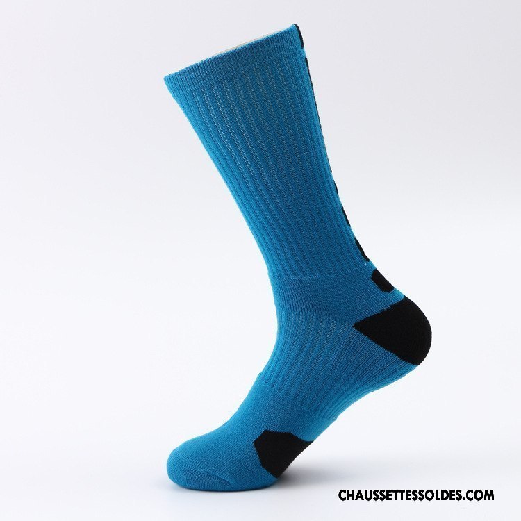 Chaussettes Longues Homme Coton Bio Haute Milieu Absorber La Sueur Cushioning Serviette Bleu