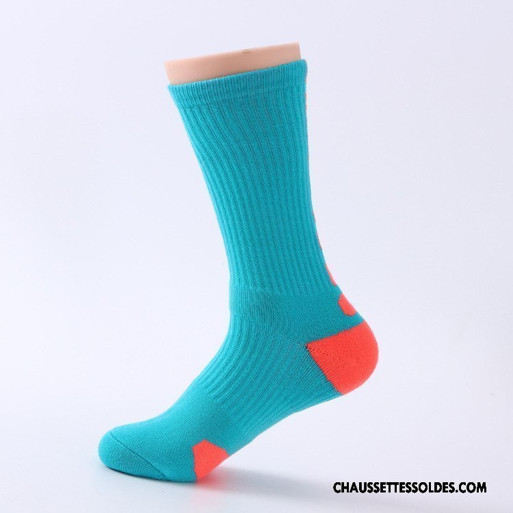 Chaussettes Longues Homme Coton Bio Haute Milieu Absorber La Sueur Cushioning Serviette Bleu