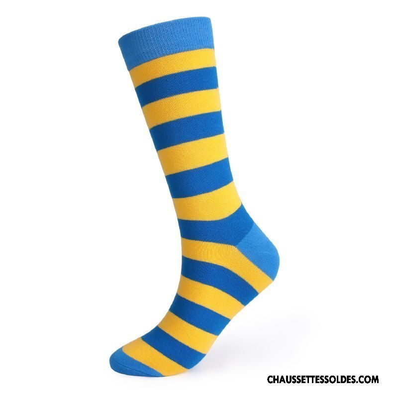 Chaussettes Longues Homme Haute Anti-odeur Europe L'automne Hiver Rayé Coloré