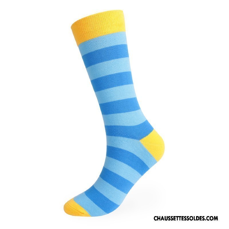 Chaussettes Longues Homme Haute Anti-odeur Europe L'automne Hiver Rayé Coloré