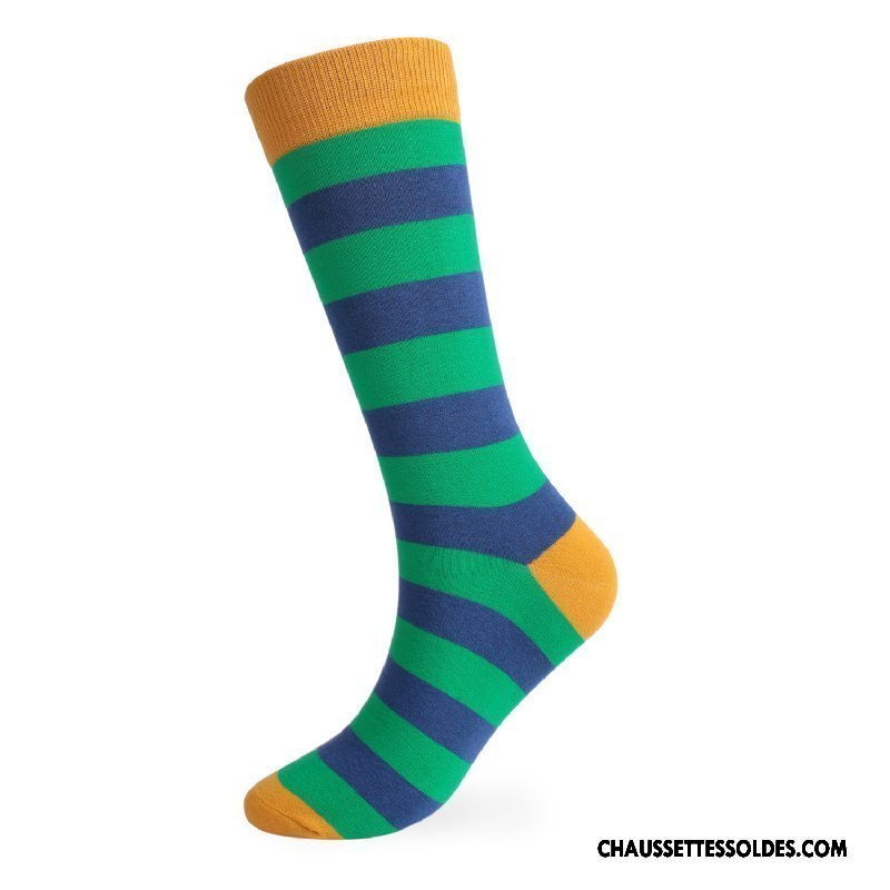 Chaussettes Longues Homme Haute Anti-odeur Europe L'automne Hiver Rayé Coloré