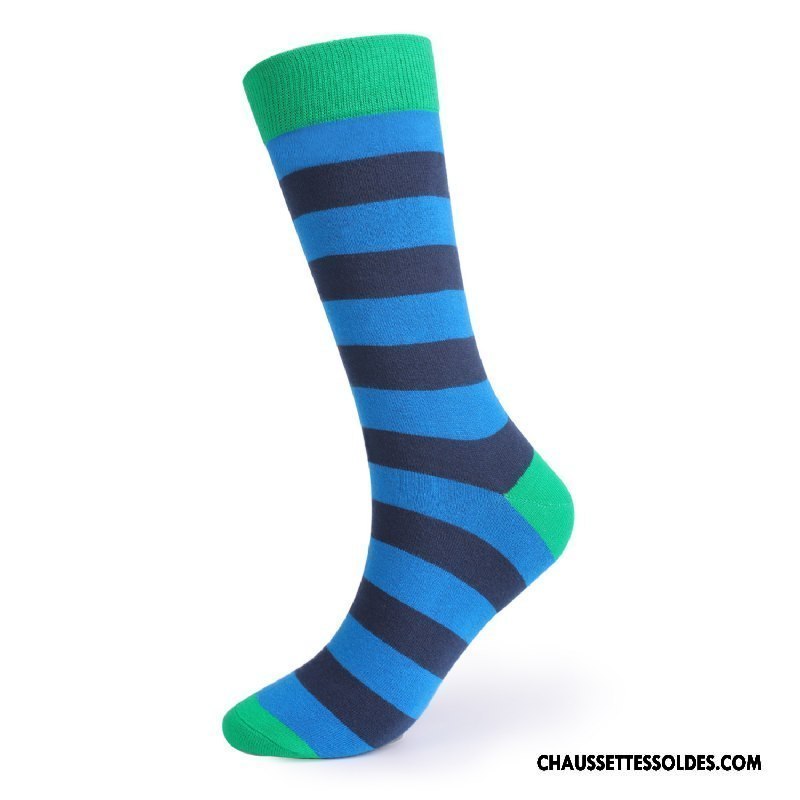 Chaussettes Longues Homme Haute Anti-odeur Europe L'automne Hiver Rayé Coloré