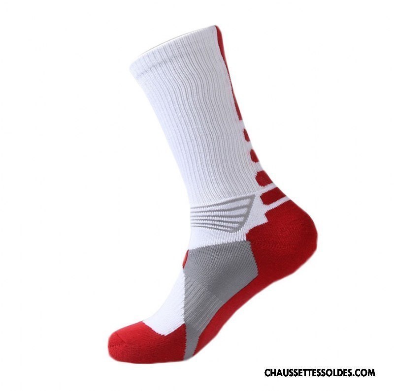 Chaussettes Longues Homme Protection Serviette Renforcé Métier Basket Mouvement Rouge