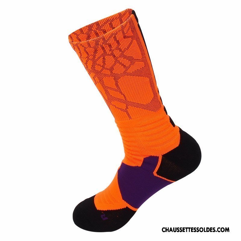 Chaussettes Longues Homme Serviette Engrener Milieu Basket Chaussettes En Coton Respirant Violet