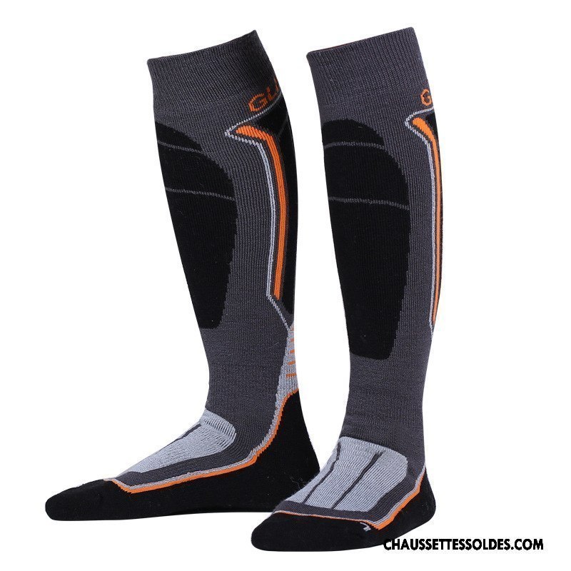 Chaussettes Longues Homme Thermiques Femme Escalade Séchage Rapide Randonnée Renforcé Gris Foncé