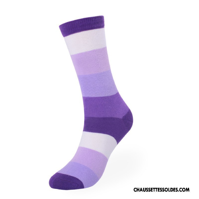 Chaussettes Longues Homme Épais Femme Coton Bio Haute Cintrée Gros Hiver Violet