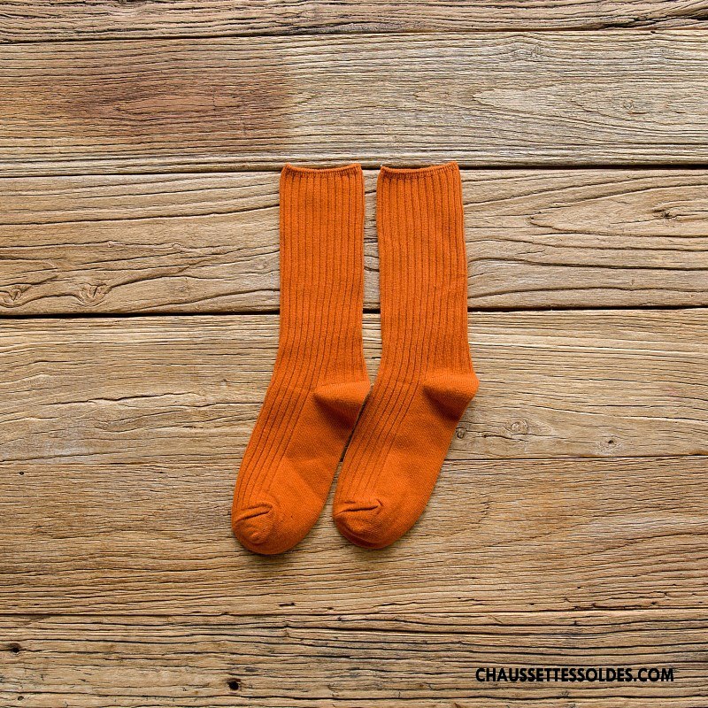 Chaussettes Mi Hautes Femme 100% Coton Hiver L'automne Dame Milieu Le Nouveau Bleu Marin Pure