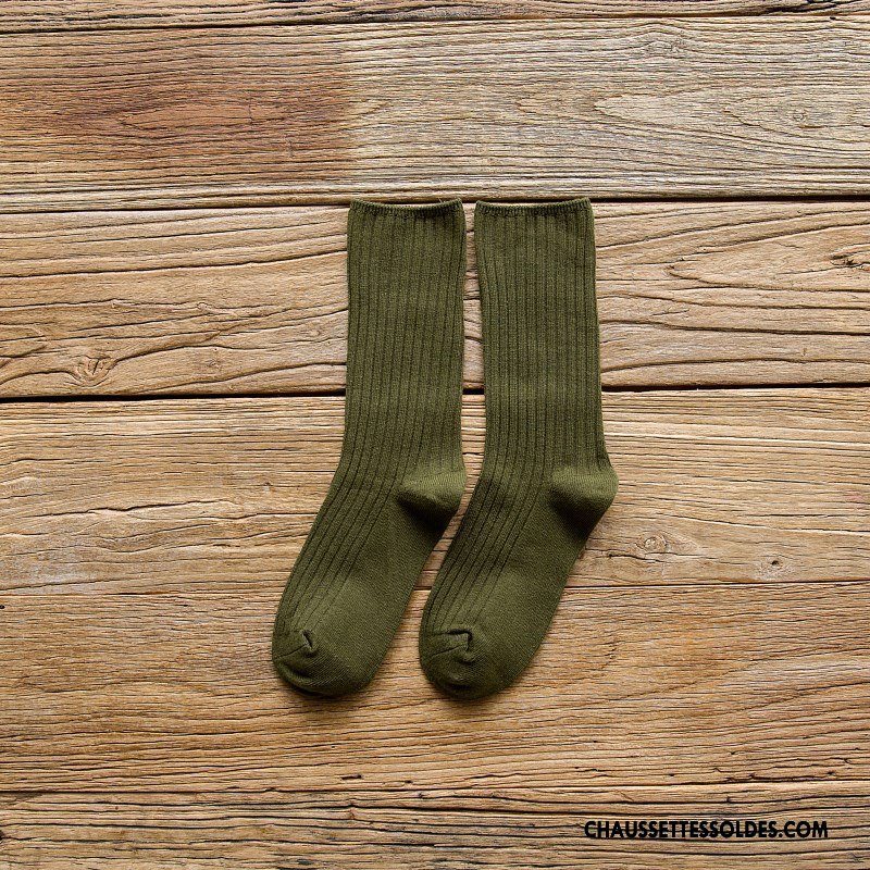 Chaussettes Mi Hautes Femme 100% Coton Hiver L'automne Dame Milieu Le Nouveau Bleu Marin Pure