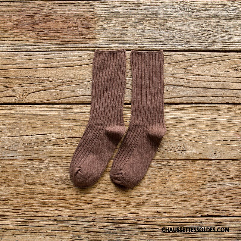 Chaussettes Mi Hautes Femme 100% Coton Hiver L'automne Dame Milieu Le Nouveau Bleu Marin Pure