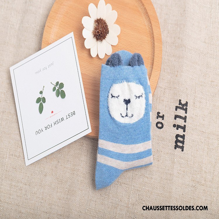 Chaussettes Mi Hautes Femme 100% Coton L'automne Hiver Dessin Animé Tendance Le Nouveau Rouge