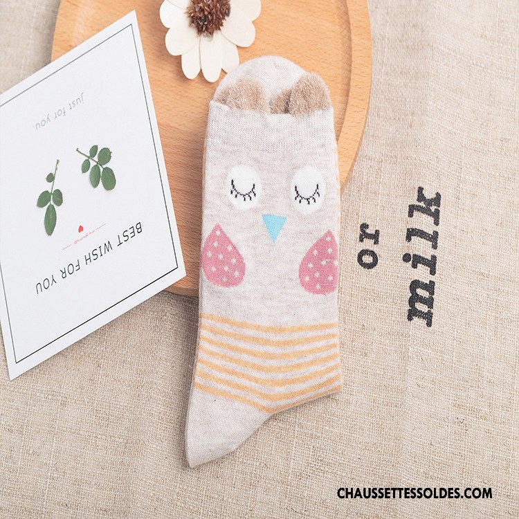Chaussettes Mi Hautes Femme 100% Coton L'automne Hiver Dessin Animé Tendance Le Nouveau Rouge