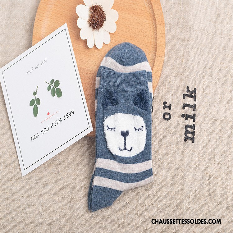 Chaussettes Mi Hautes Femme 100% Coton L'automne Hiver Dessin Animé Tendance Le Nouveau Rouge
