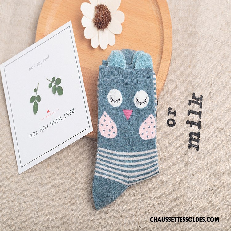 Chaussettes Mi Hautes Femme 100% Coton L'automne Hiver Dessin Animé Tendance Le Nouveau Rouge