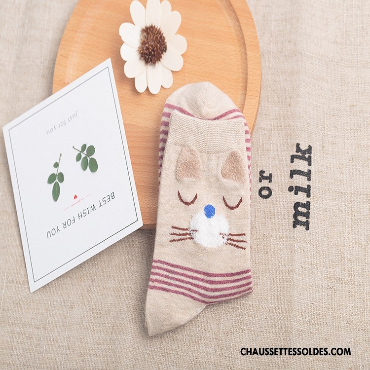 Chaussettes Mi Hautes Femme 100% Coton L'automne Hiver Dessin Animé Tendance Le Nouveau Rouge
