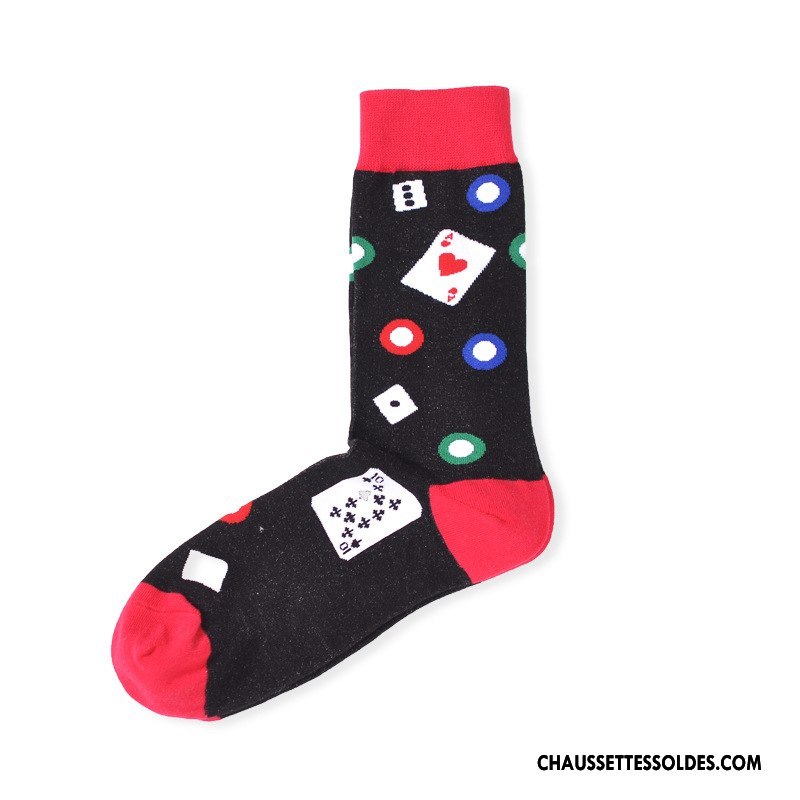 Chaussettes Mi Hautes Femme 100% Coton Long Stock Milieu Le Nouveau Marque De Tendance Géométrie Couleur De Contraste Jaune