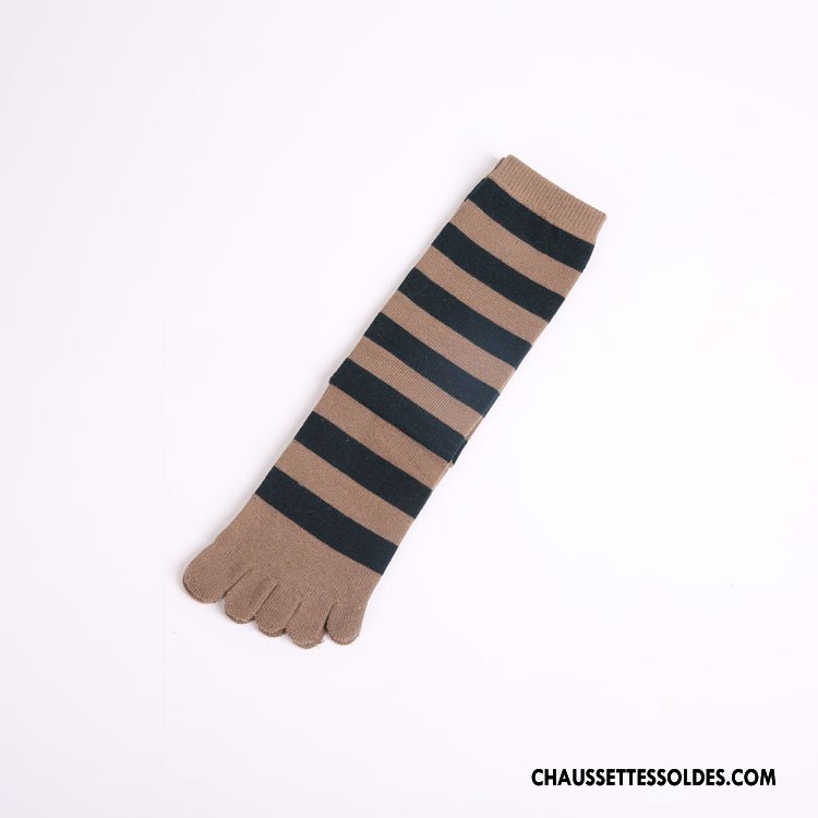 Chaussettes Mi Hautes Femme 100% Coton Milieu Cinq Doigts Marron / Brun