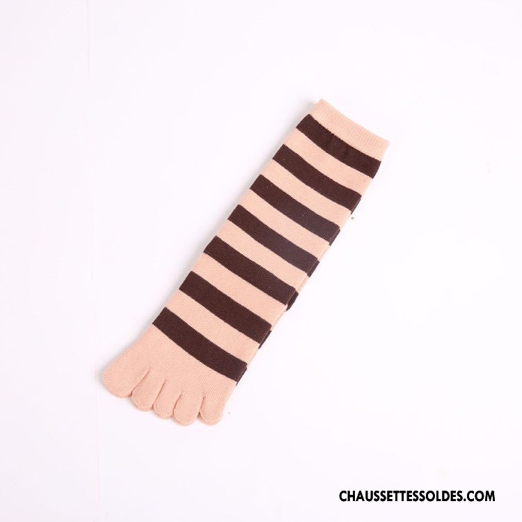 Chaussettes Mi Hautes Femme 100% Coton Milieu Cinq Doigts Marron / Brun