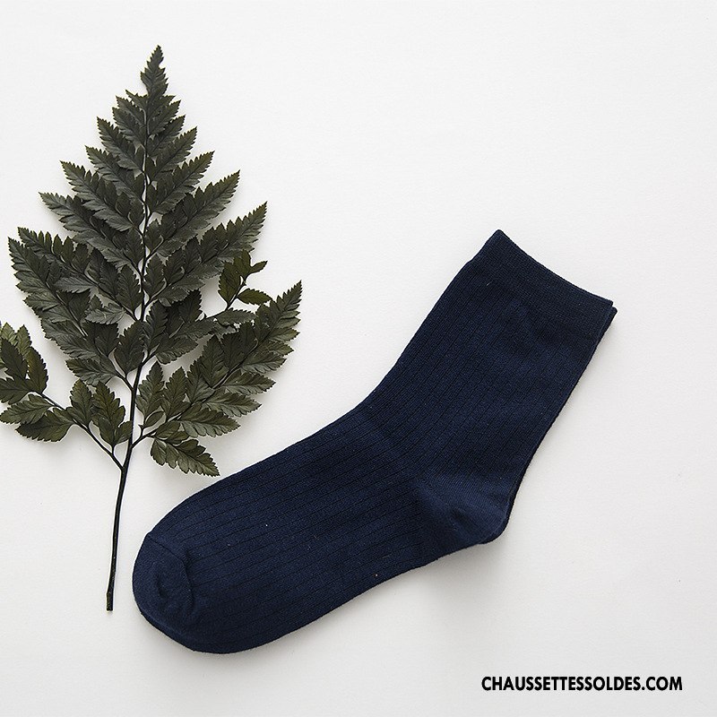 Chaussettes Mi Hautes Femme 100% Coton Milieu Style Chaud Frais Homme Plaine Pure Marron / Brun