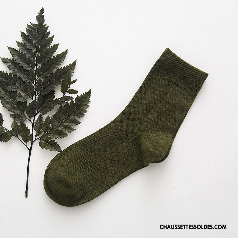Chaussettes Mi Hautes Femme 100% Coton Milieu Style Chaud Frais Homme Plaine Pure Marron / Brun