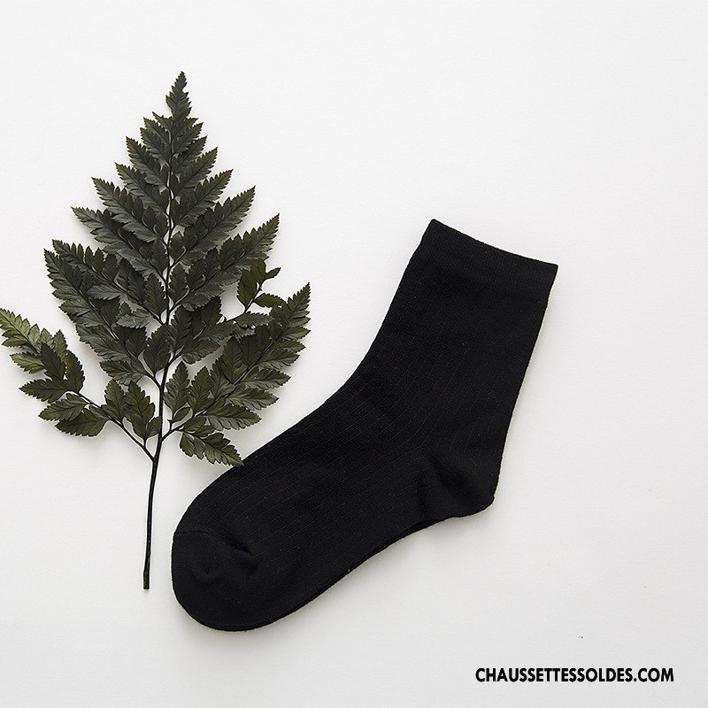 Chaussettes Mi Hautes Femme 100% Coton Milieu Style Chaud Frais Homme Plaine Pure Marron / Brun