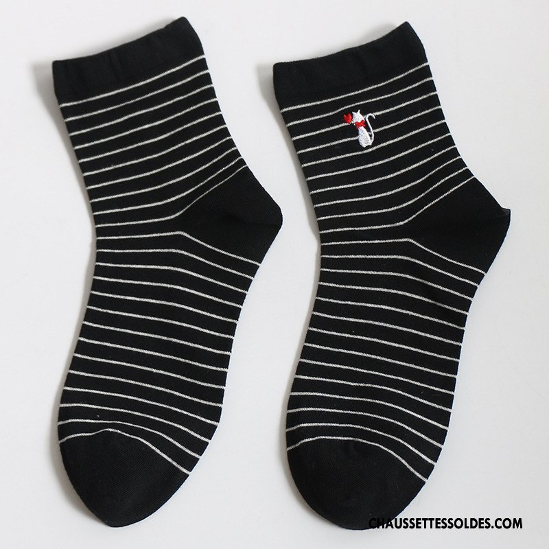 Chaussettes Mi Hautes Femme 100% Coton Milieu Tous Les Assortis Chaussettes En Coton Dame Respirant Gris