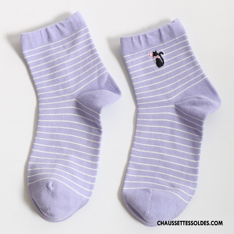 Chaussettes Mi Hautes Femme 100% Coton Milieu Tous Les Assortis Chaussettes En Coton Dame Respirant Gris