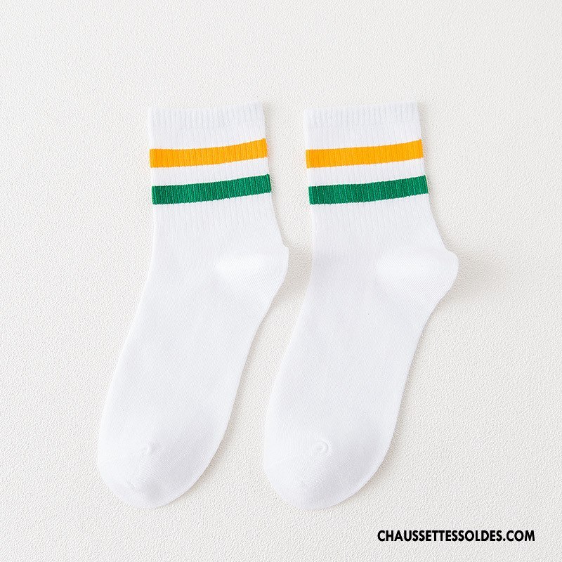 Chaussettes Mi Hautes Femme 100% Coton Mouvement Le Nouveau Hiver Milieu L'automne Blanc