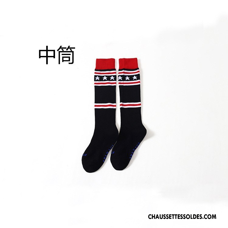 Chaussettes Mi Hautes Femme 100% Coton Petit Milieu Pentacle Chaussette À Genou Noir