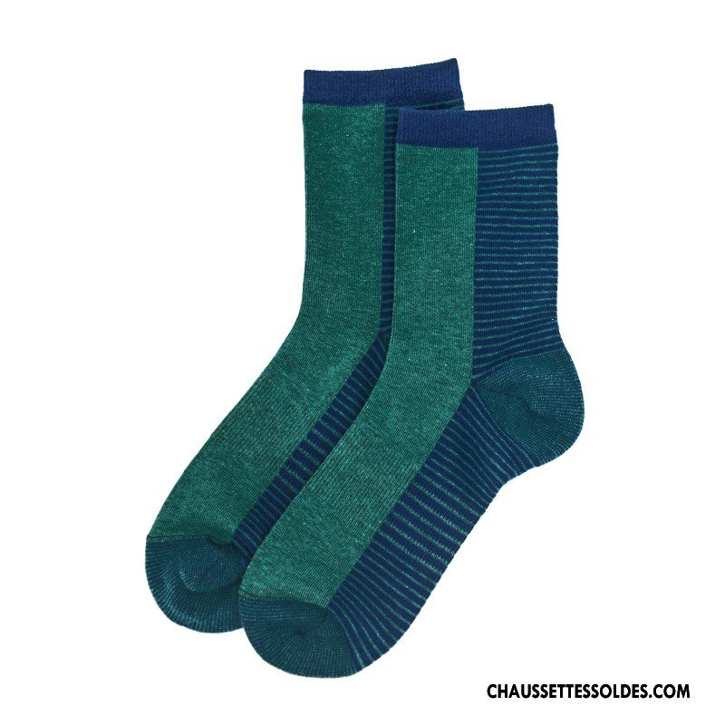 Chaussettes Mi Hautes Femme 100% Coton Style Chaud Hiver Matelassé L'automne Chaussettes En Coton Vert