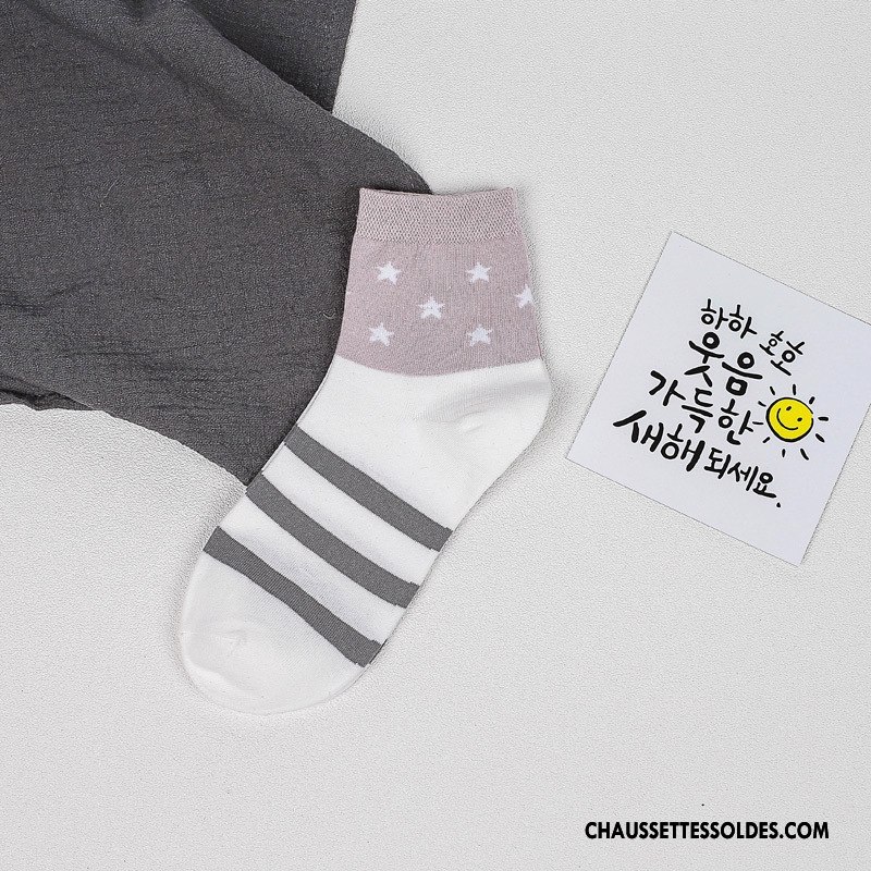 Chaussettes Mi Hautes Femme Absorber La Sueur Élève Respirant Milieu Étoile Chaussettes En Coton Gris