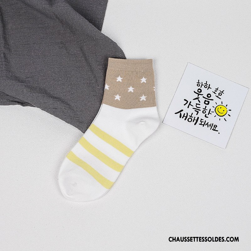 Chaussettes Mi Hautes Femme Absorber La Sueur Élève Respirant Milieu Étoile Chaussettes En Coton Gris