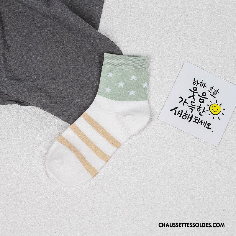 Chaussettes Mi Hautes Femme Absorber La Sueur Élève Respirant Milieu Étoile Chaussettes En Coton Gris