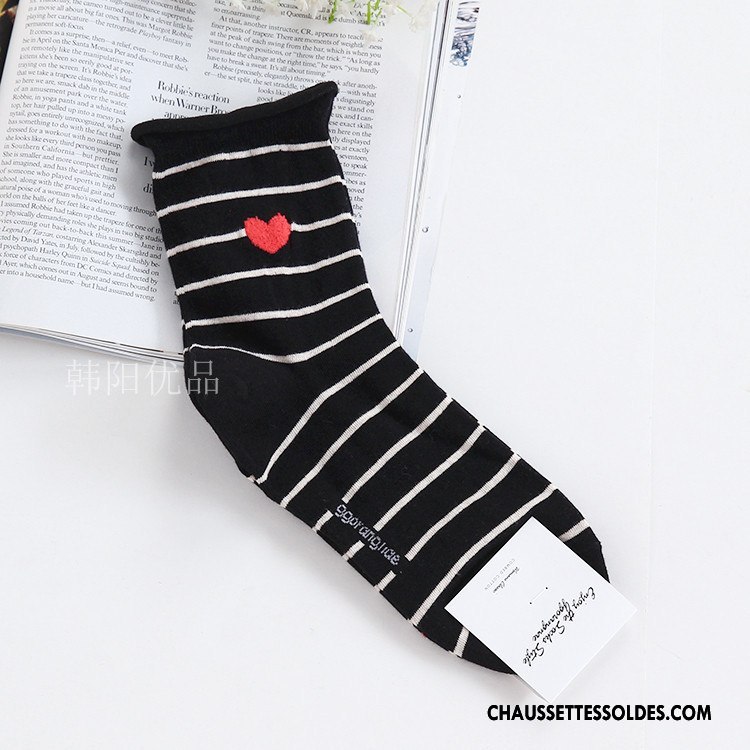 Chaussettes Mi Hautes Femme Amour Ourlet Casual Coton Bio Dame Gros Rose
