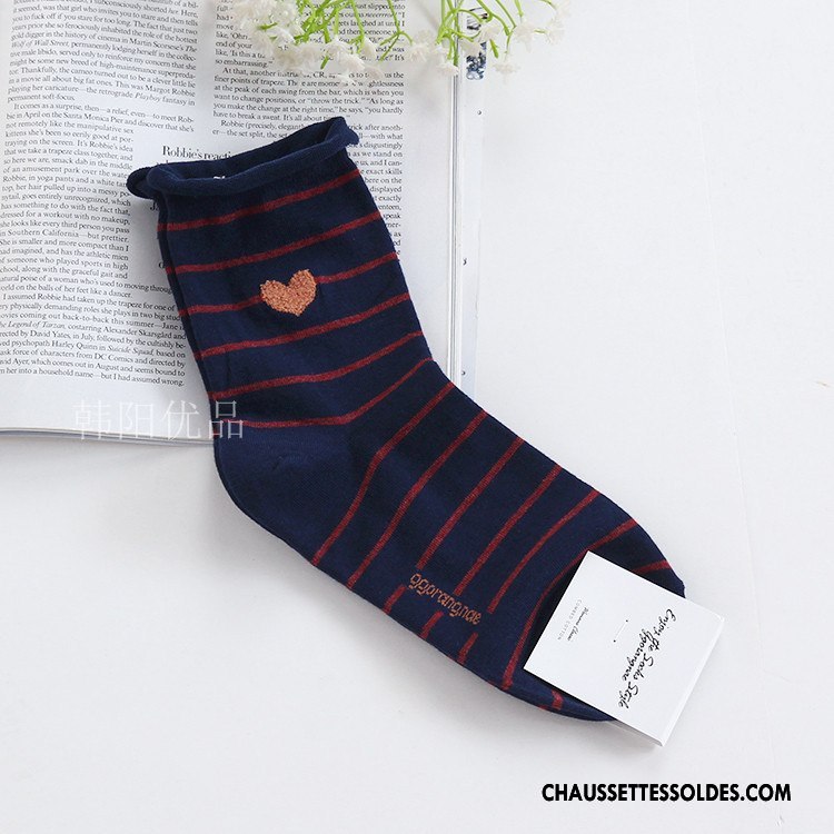 Chaussettes Mi Hautes Femme Amour Ourlet Casual Coton Bio Dame Gros Rose